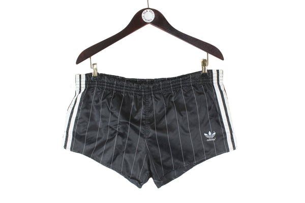 Vintage Adidas Shorts Large black striped pattern 90s retro sport style athletic running summer shorts