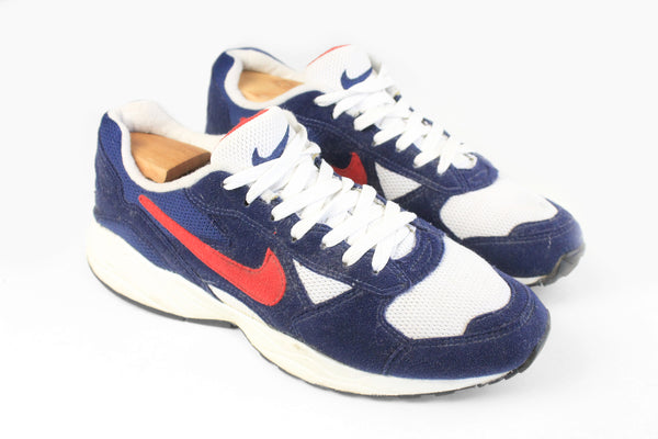 Vintage Nike Sneakers US 10 blue white swoosh big logo  90s retro style trainers classic sport shoes authentic streetwear casual