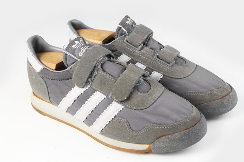 Vintage Adidas Sneakers velcro 90s gray boston  shoes trainers 90s retro sport style casual wear white tennis 