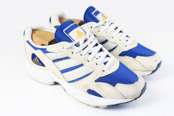 Vintage Adidas Sneakers Women's US 5.5 white blue 90s retro style trainers classic sport athletic shoes authentic streetwear casual