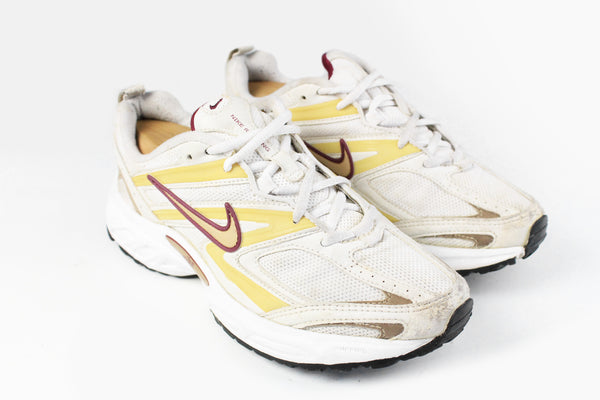 Vintage Nike Sneakers Women's US 8 running white yellow swoosh 00s retro style trainers classic sport athletic shoes authentic streetwear casual