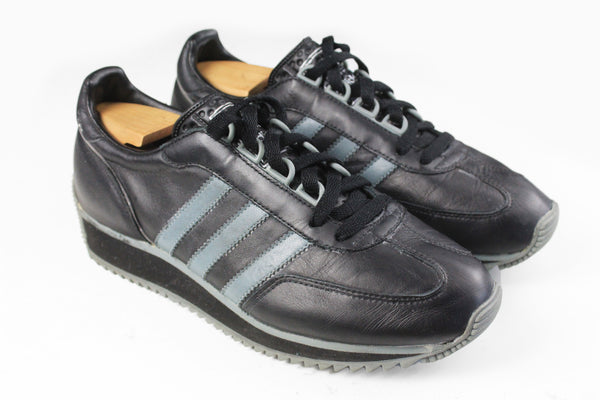 Vintage Adidas Sneakers US 8.5 black leather 90s retro style trainers classic sport athletic shoes authentic streetwear casual