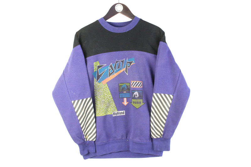 Vintage Puma Sweatshirt Small purple Camp 90s retro sport style crewneck jumper  big logo