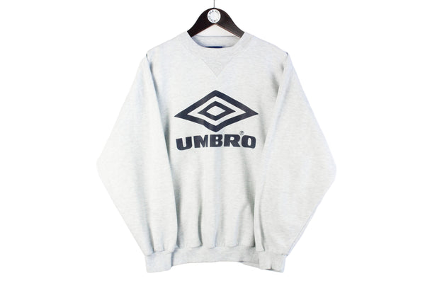Vintage Umbro Sweatshirt Medium gray big logo 90s retro sport style jumper crewneck