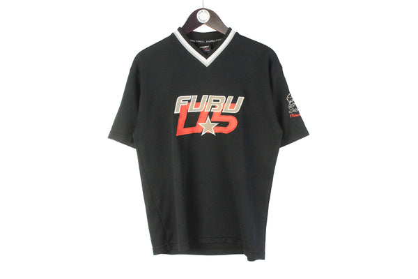 Vintage Fubu T-Shirt Small big logo hip hop v-neck jersey 90s sport 