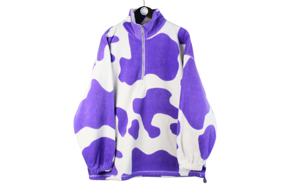 Vintage Milka Fleece 1/4 Zip XLarge purple white camo pattern 90s Killet authentic sport ski wear winter jumper