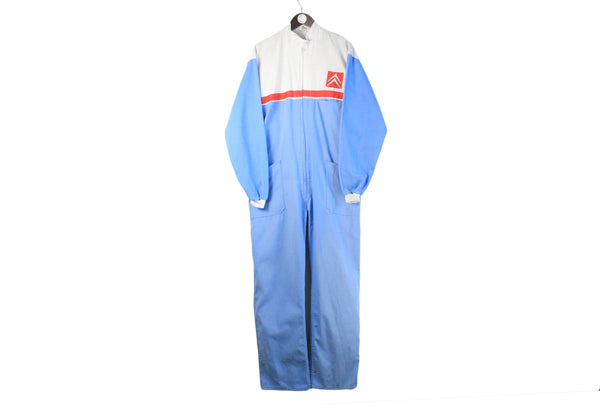 Vintage Citroen Coveralls XLarge white blue big logo 90s retro jumpsuit racing mechanic wear rally overalls suit jacket