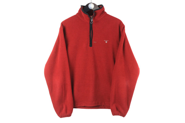 Vintage Gant Fleece 1/4 Zip Medium red USA style small logo 90s retro sport jumper ski sweater winter classic