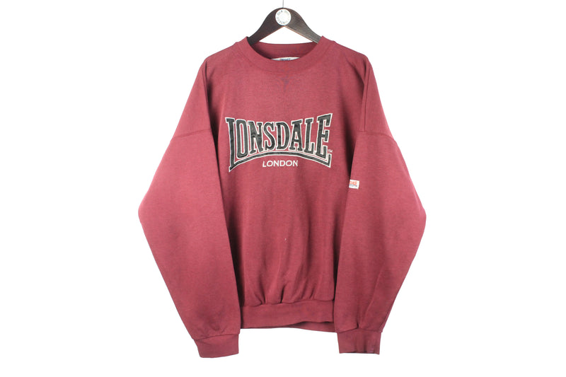 Vintage Lonsdale Sweatshirt XLarge big logo red 90s retro UK hooligans style jumper