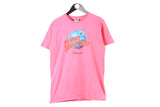 Vintage Planet Hollywood Disneyland T-Shirt Large pink big logo 90s retro sport style crewneck shirt top USA