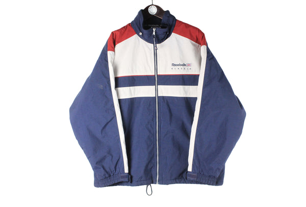Vintage Reebok Track Jacket Medium / Large classic 90s retro sport style windbreaker light wear jacket 90s sport style