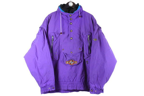 Vintage Bogner Anorak Jacket XLarge purple big logo Helicopter 90s retro Ski style winter jacket