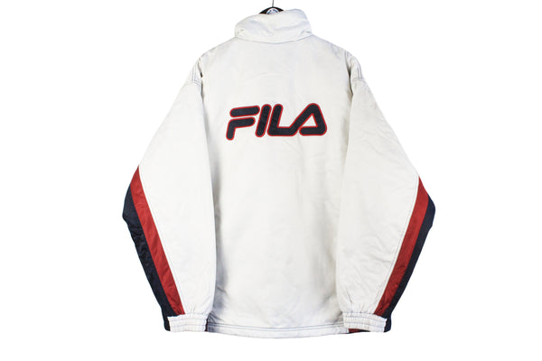 Vintage Fila Jacket Large big logo white 90s retro classic Italy sport brand