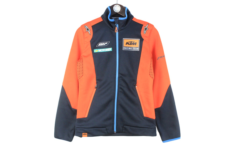 KTM Softshell Jacket Small orange blue Moto GP big logo authentic racing team full zip jacket