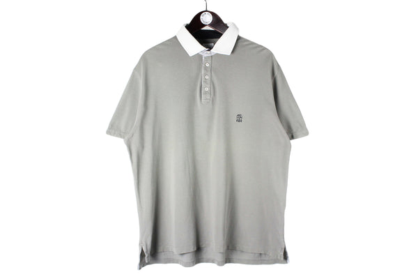 Brunello Cucinelli Polo T-Shirt XLarge gray collared short sleeve luxury small logo oversized shirt