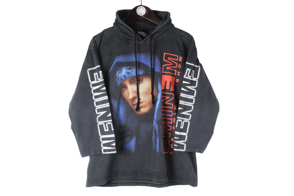 Vintage Eminem Hoodie 3/4 Sleeve Small / Medium black rap music Slim Shady 00s retro big logo hooded jumper merch shirt