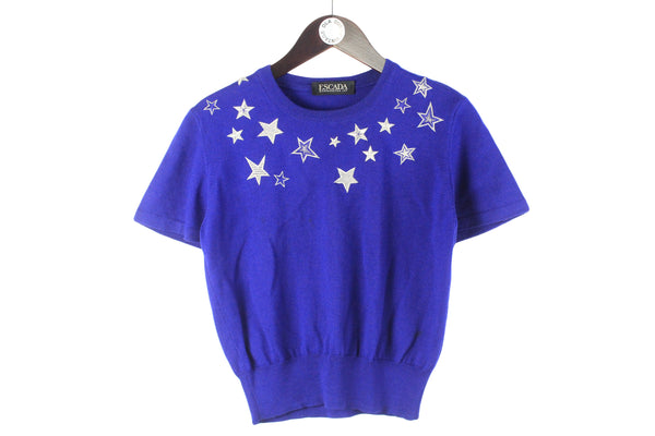 Vintage Escada by Margaretha Ley T-Shirt Women's Small short sleeve pullover sweater star logo crewneck fancy jumper