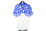 Vintage Bogner Bicycle Jersey T-Shirt XLarge white blue 90s retro big logo polyester jersey shirt