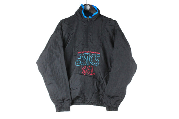Vintage Asics Anorak Jacket Small half zip 90s retro windbreaker sport style big logo 
