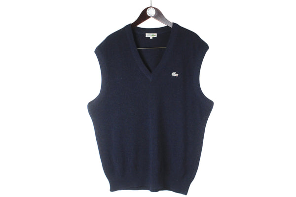 Vintage Lacoste Vest XLarge navy blue 90s retro made in France sleeveless pullover