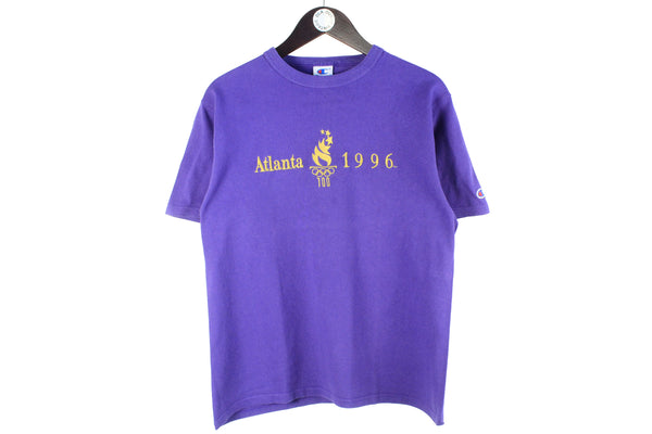 Vintage Atlanta 1996 USA Olympic Games Champion T-Shirt Small purple big embroidery logo 90s sport classic cotton shirt 