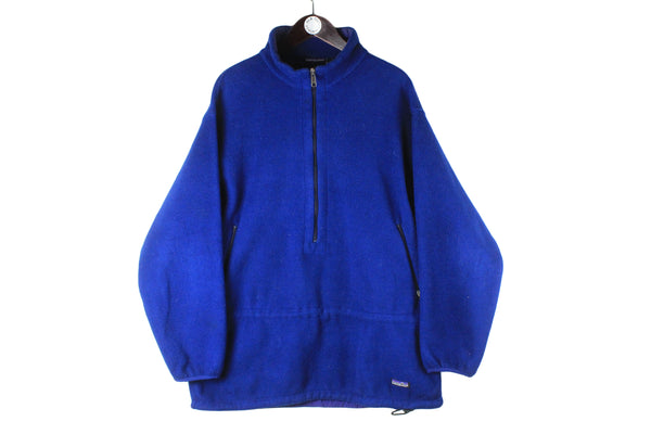Vintage Patagonia Fleece Half Zip Large blue 90s  retro authentic heavy jumper winter outdoor ski sweater