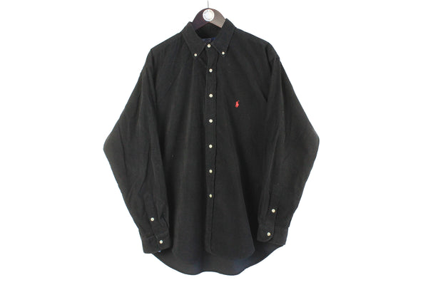 Vintage Ralph Lauren Corduroy Shirt Large small logo collared 90s retro long sleeve shirt