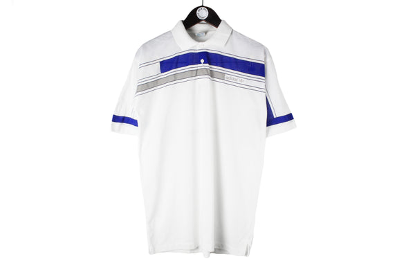 Vintage Adidas Polo T-Shirt Medium white tennis 80s 90s retro style sport shirt cotton