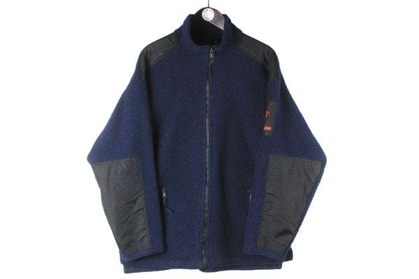 Vintage Helly Hansen Fleece Full Zip Large navy blue outdoor 90s retro sport sweater jumper
