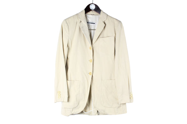 Vintage Jil Sander+ Blazer Women's 38 luxury minimalistic 3 buttons authentic beige 90s retro style classic jacket