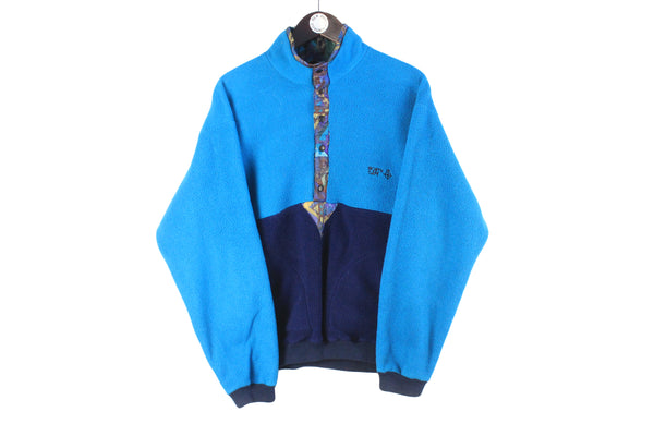 Vintage North Cape Fleece Medium Polarlite 90s retro snap buttons outdoor trekking blue bright sweater