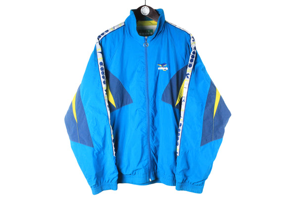 Vintage Diadora Tracksuit XLarge blue 90s retro sport style jacket windbreaker and track pants Italian brand suit 90s
