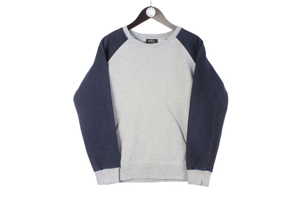 A.P.C. Sweatshirt Small gray blue streetwear authentic casual minimalistic jumper crewneck