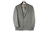 Vintage Brioni Blazer Medium / Large gray plaid pattern 90s retro luxury collared jacket