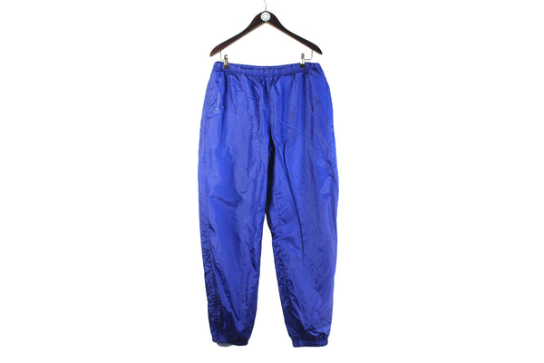 Vintage Sergio Tacchini Track Pants Large blue small logo 90s retro sport trousers classic baggy trackpants