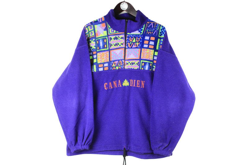 Vintage Fleece 1/4 Zip Medium multicolor purple 90s retro sport style jumper pullover rare sweater