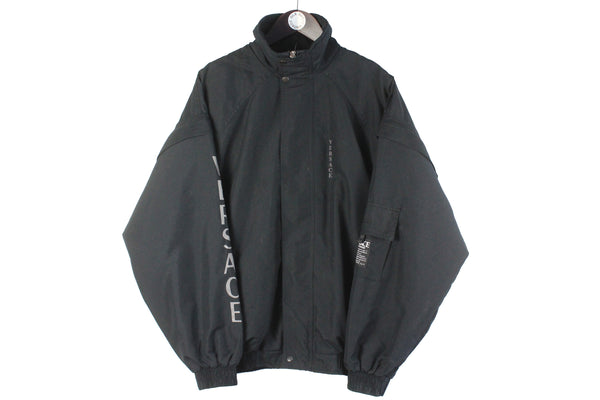 Vintage Versace Bootleg Tracksuit XLarge 90s 80s big logo black retro sport style jacket windbreaker track pants suit 