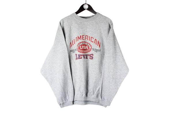 Vintage Levi's Sweatshirt XLarge gray crewneck 90s retro sport style oversized jumper big logo