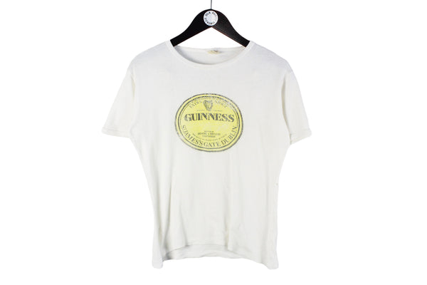 Vintage Guinness T-Shirt Small white big logo cotton 70s 80s rare retro Dublin Ireland UK Stout Beer shirt