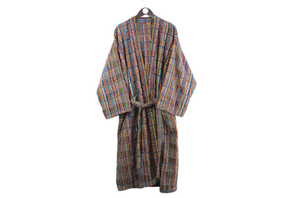 Vintage Missoni Bathrobe XLarge authentic multicolor 90s retro luxury heavy  Robe Dressing gown Housecoat Loungewear Morning coat Wrap Kimono Terry cloth robe Spa robe Comforter