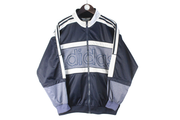Vintage Adidas Track Jacket Medium big logo blue 90s retro sport style full zip windbreaker