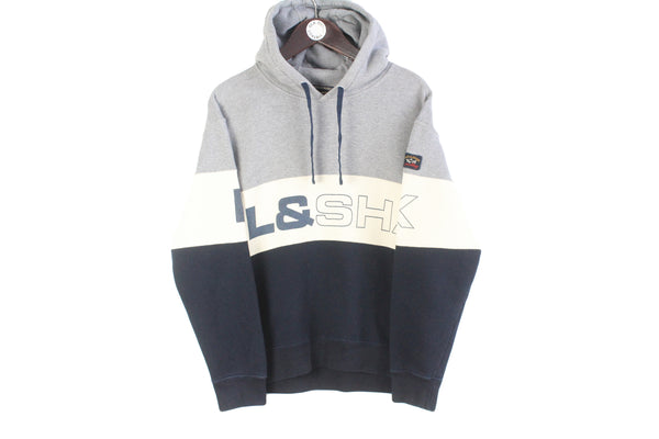 Paul & Shark Hoodie Small gray beige blue big logo authentic hooded jumper