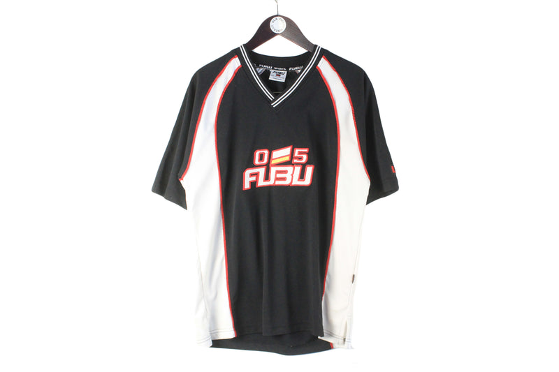 Vintage Fubu Jersey Medium black big logo t-shirt hip hop sport style shirt 90s rap wear