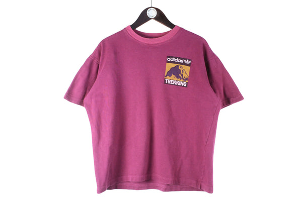 Vintage Adidas Trekking T-Shirt Women's Medium big logo 80s 90s retro authentic outdoor shirt sport style cotton shirt mountain