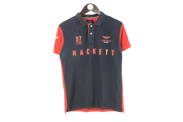 Hackett x Aston Martin Formula 1 Polo T-Shirt Small blue red big logo 90s racing Formula 1 F1 short sleeve shirt