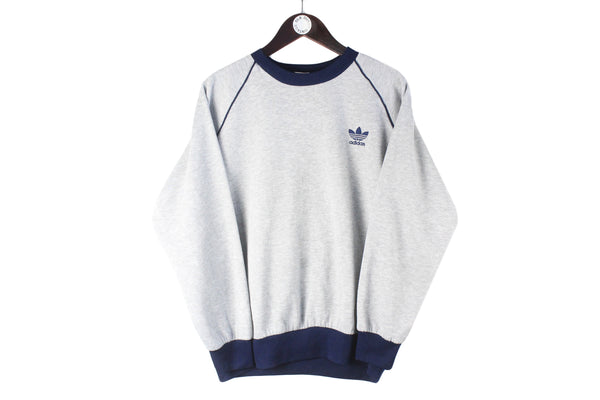 Vintage Adidas Sweatshirt Small gray blue 90s retro crewneck sport style jumper