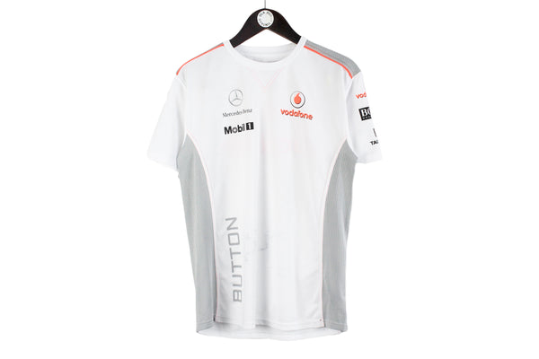 Vintage Mercedes McLaren Team T-Shirt Medium white gray Formula 1 Lewis Hamilton polyester sport style shirt 00s