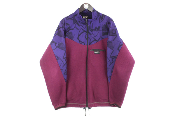 Vintage Husky Fleece Full Zip XLarge purple blue 90s retro outdoor ski style jumper trekking forest sport sweater