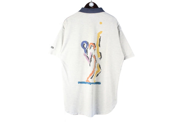 Vintage Adiads ATP Tour Polo T-Shirt XLarge white big logo 90s retro sport style oversized shirt