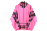 Vintage Puma Track Jacket Medium pink abstract pattern 90s retro sport style windbreaker classic Germany wear jacket rave techno party